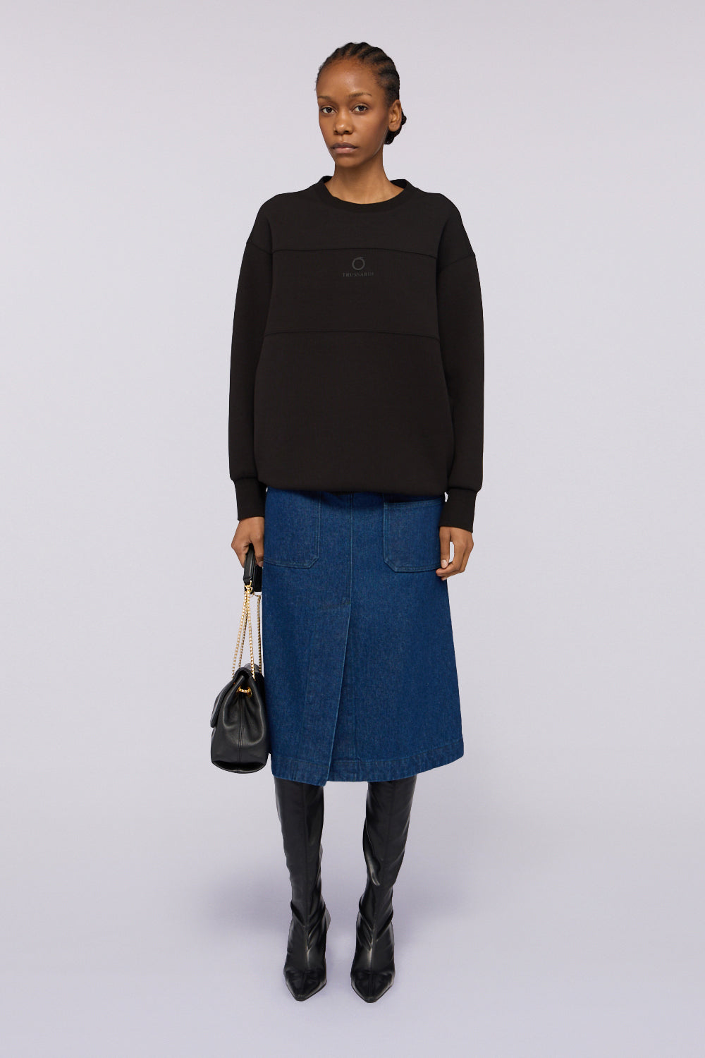 Gonna ad A midi in denim 1|036c2116ac8a80983faaed1ee597c3f13c13f5ced3c19544078c28894c2ce851