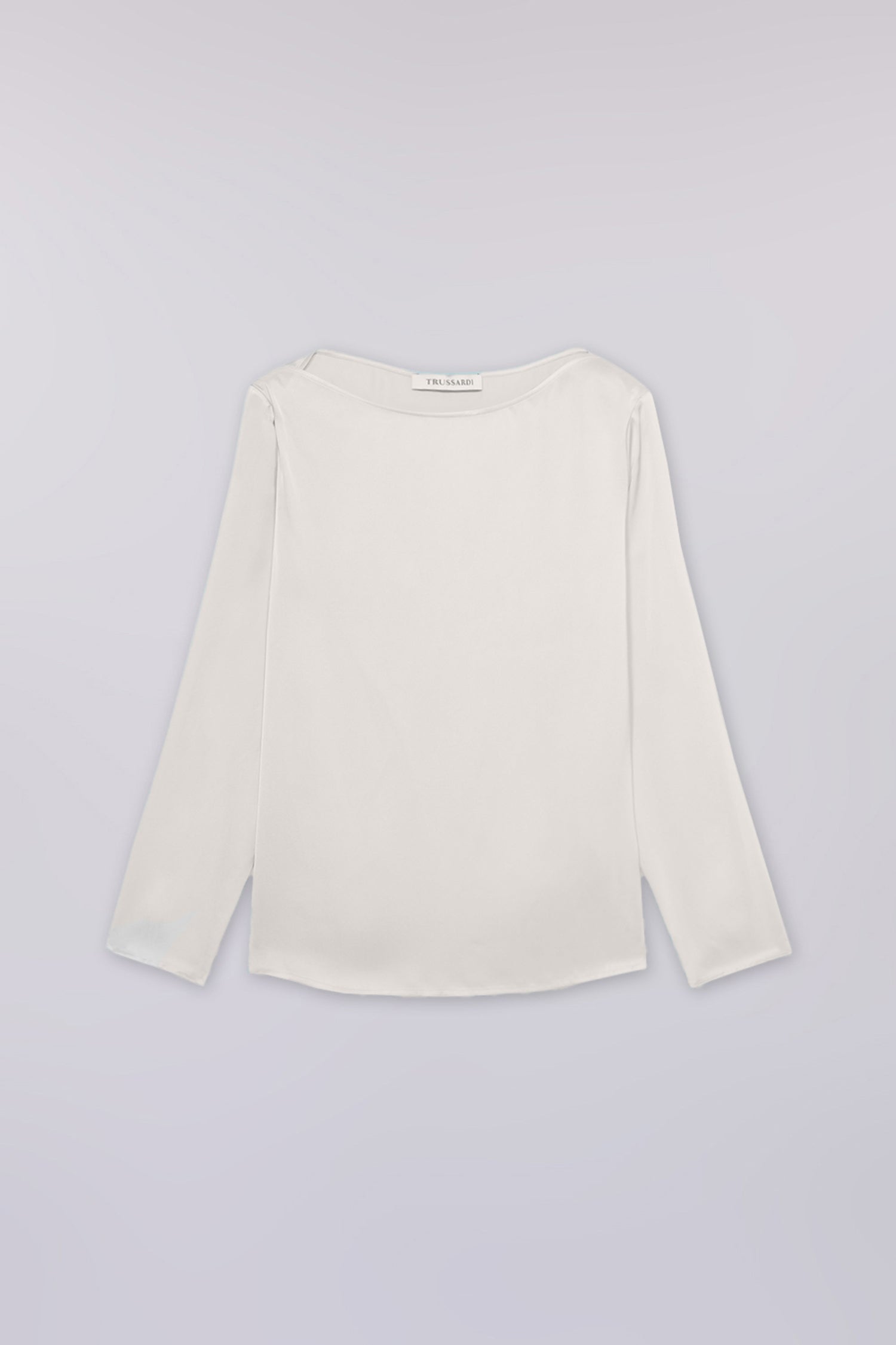 Blusa con scollo a barca in raso 1|70a35c4b41f911cce55655e47ddfb87fca029efecaaab5f82b5fa55179864b16