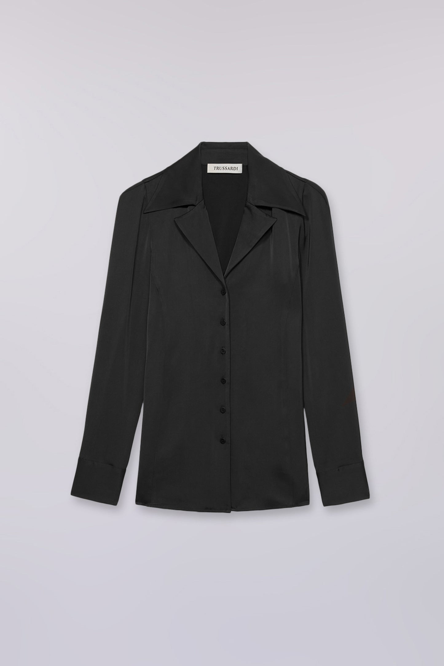 Camicia slim fit in raso con revers 6|76db2dcf746e8447412e8c7d773fed184512a73bb4724ad0693580a7fa4bcce7