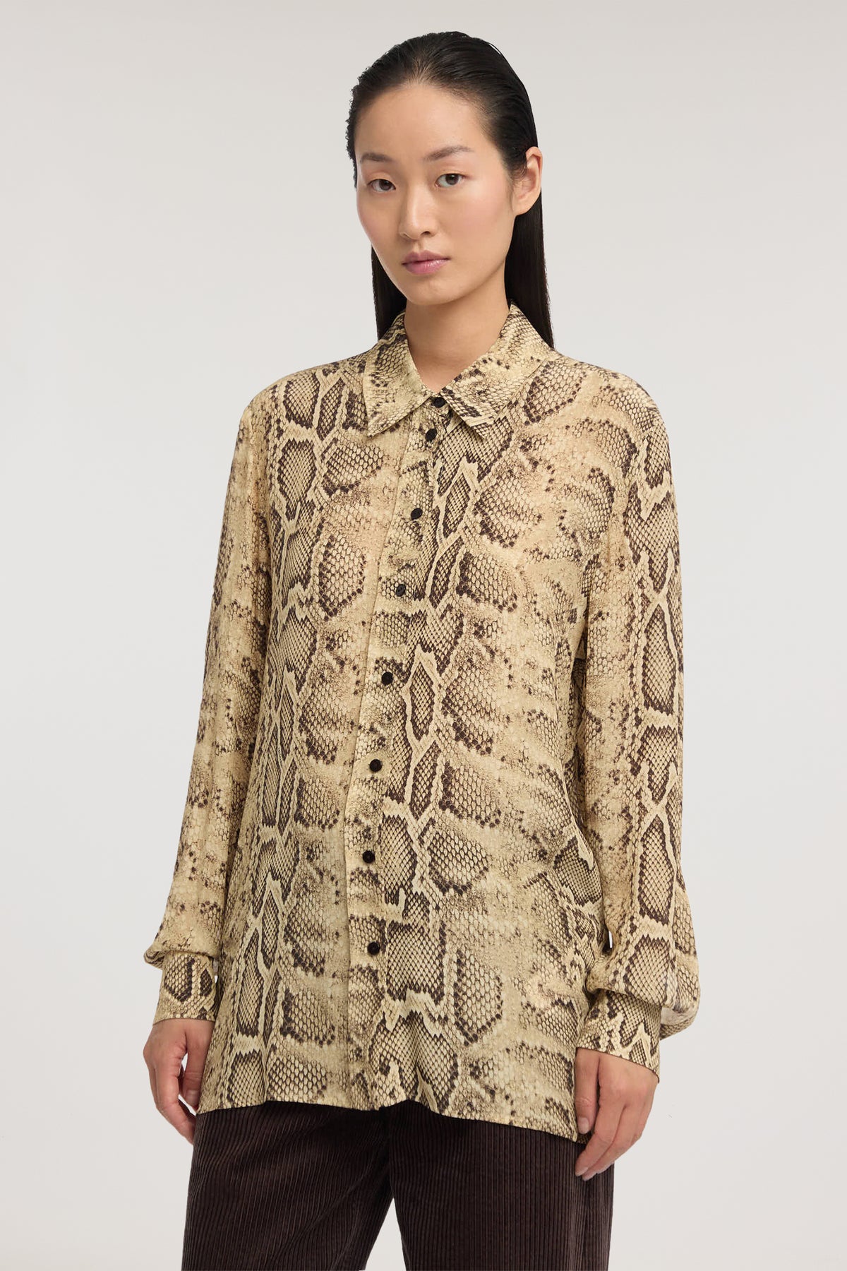 Camicia regular fit in crêpe con stampa 5|98662eba9e24fa9b00bc8d8c12d2283353cf3df3fe1a19fc9aea18033801613c