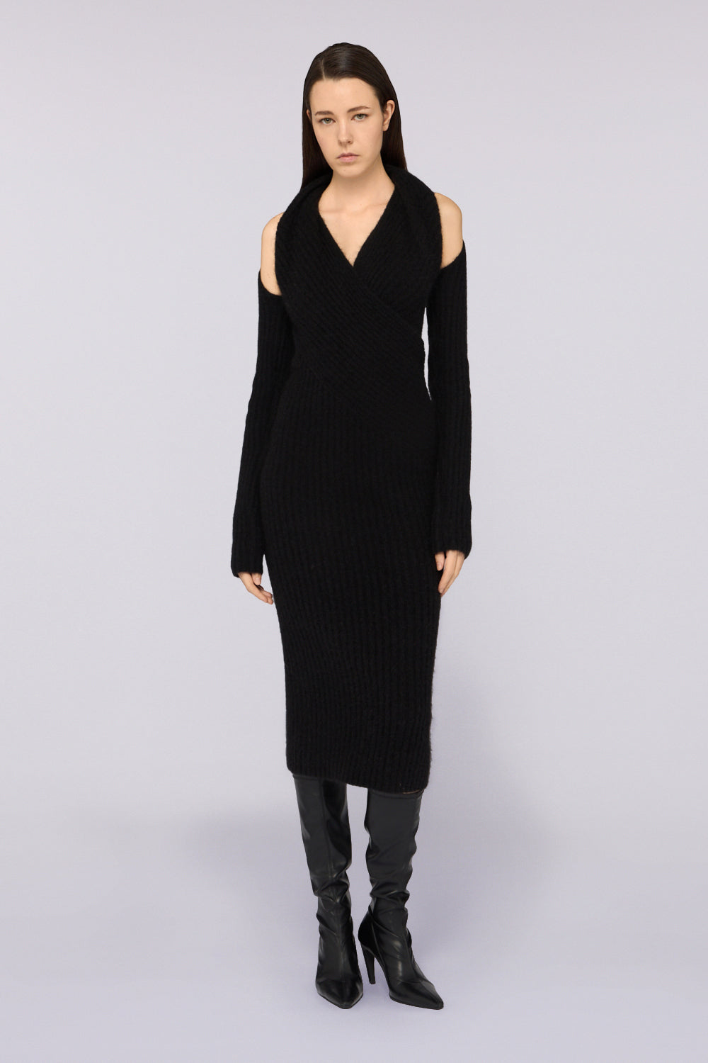 Abito in maglia incrociato in misto mohair 2|71d395e3312f737790ceb212b575419924b2ffce88eb0982fd5773e4a8c97979