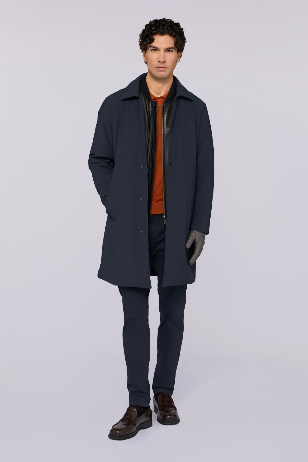 Car coat in tessuto tecnico opaco 1|005267f3250cae7e5de75761ea982818a3b59aa51512d72072ddbc0641651e1b