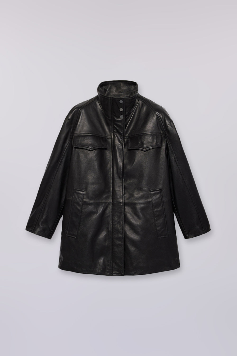 Caban imbottito in pelle linea ad A 5|6c32dee687b627de6452c06b978206895fb89efd3a41dce5860b6f637c9f8891