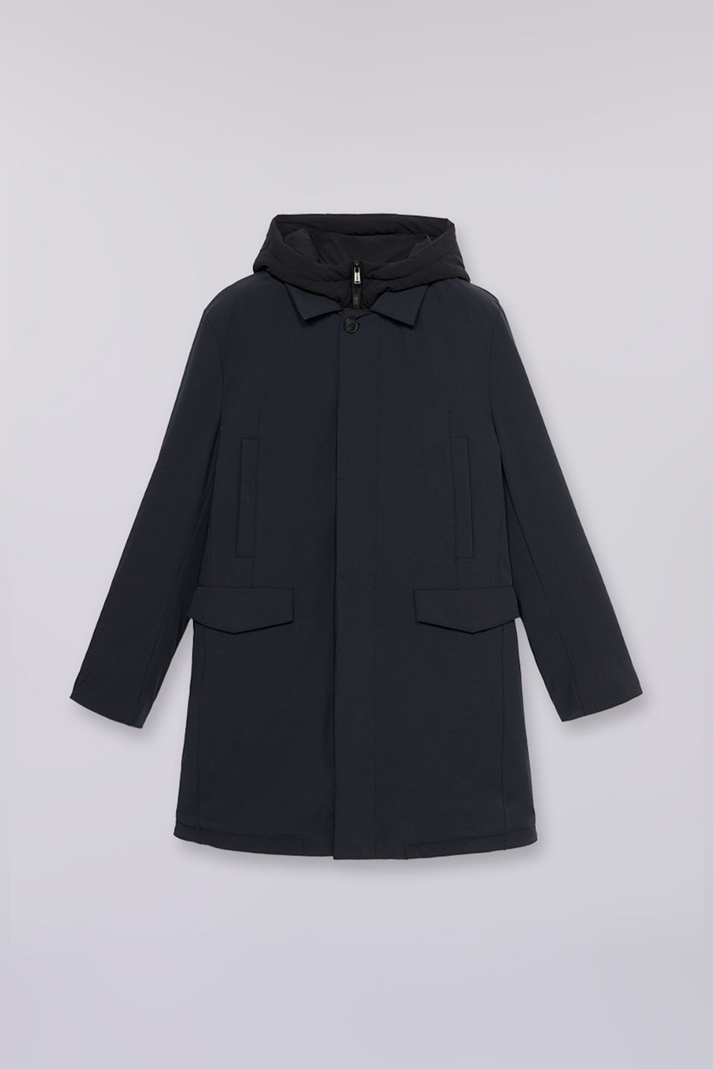 Car coat con cappuccio staccabile in tech poly 5|7df1acda1b30c727558b04670ea9c074c5487ddbd9dcfedb37c56a9c9702796b