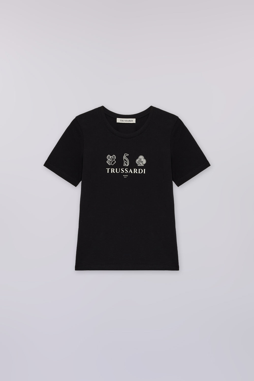 T-shirt regular fit con stampa e ricamo 5|ee688172a754becf16aea3979f935a9bd3d277b357b0a518b13a393599949b39