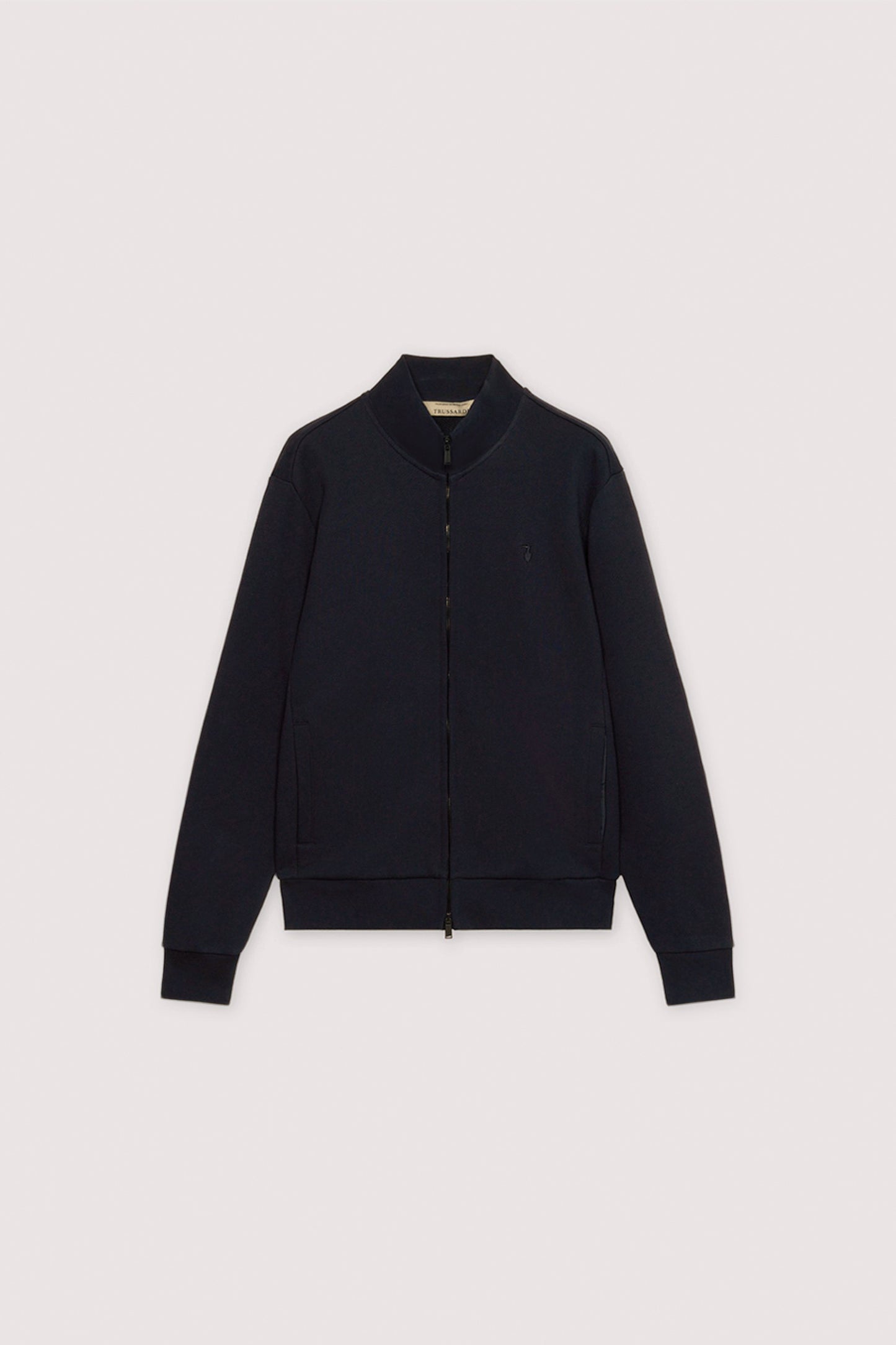 Felpa con zip in jersey diagonale con ricamo 5|cbaedaad1edfee7e4f09478405e8cca126f35da85626bdddc752a3d5346ba519