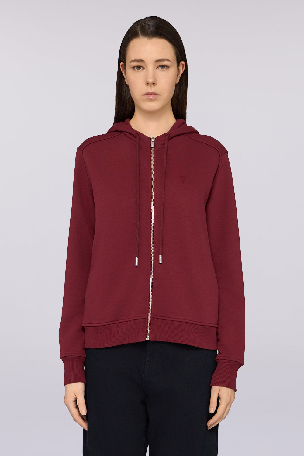 Felpa con zip e cappuccio in jersey fluido 1|ccd698800fb05496609bad9b32a0371830ef265069fb83bf03c0782e73e6d250