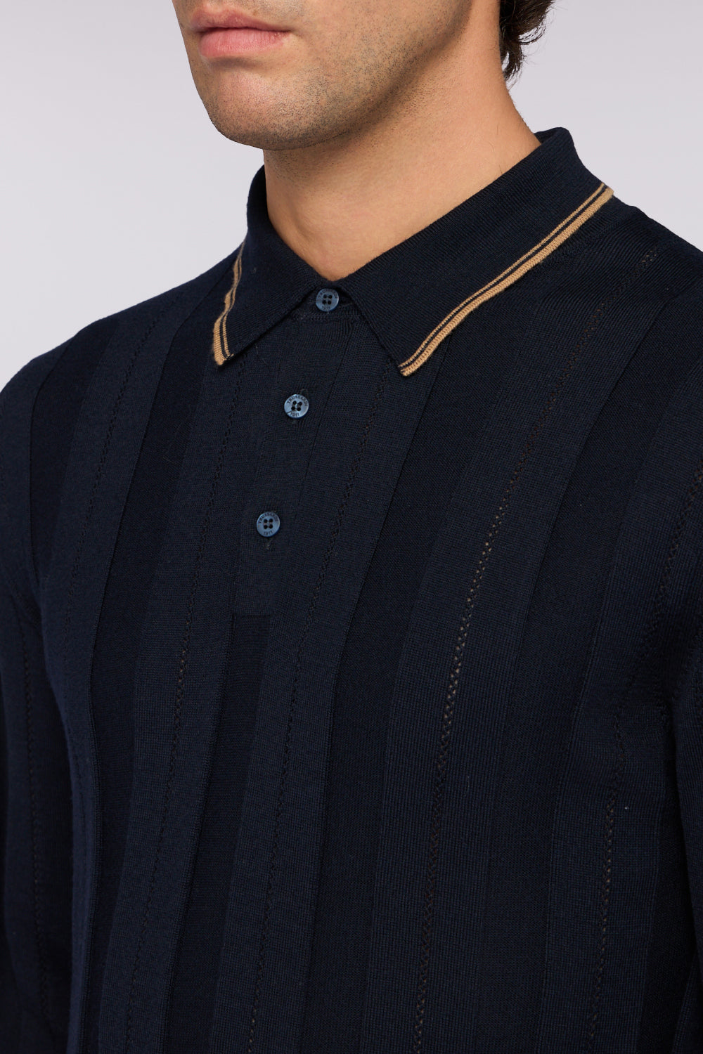 Polo a maniche lunghe in pura lana a coste 3|5773f9685cbabedcbb00976d08689f8e6f138cc59225c3133063e19f402a7d6a