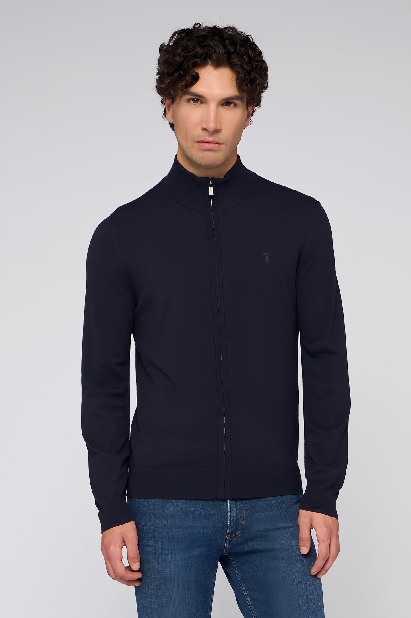 Cardigan con zip in viscosa stretch 1|7d68c54d9ba99f78ac9467324d95f91c88b2a4a0f2d1ad0f38dc2e331cd511bb