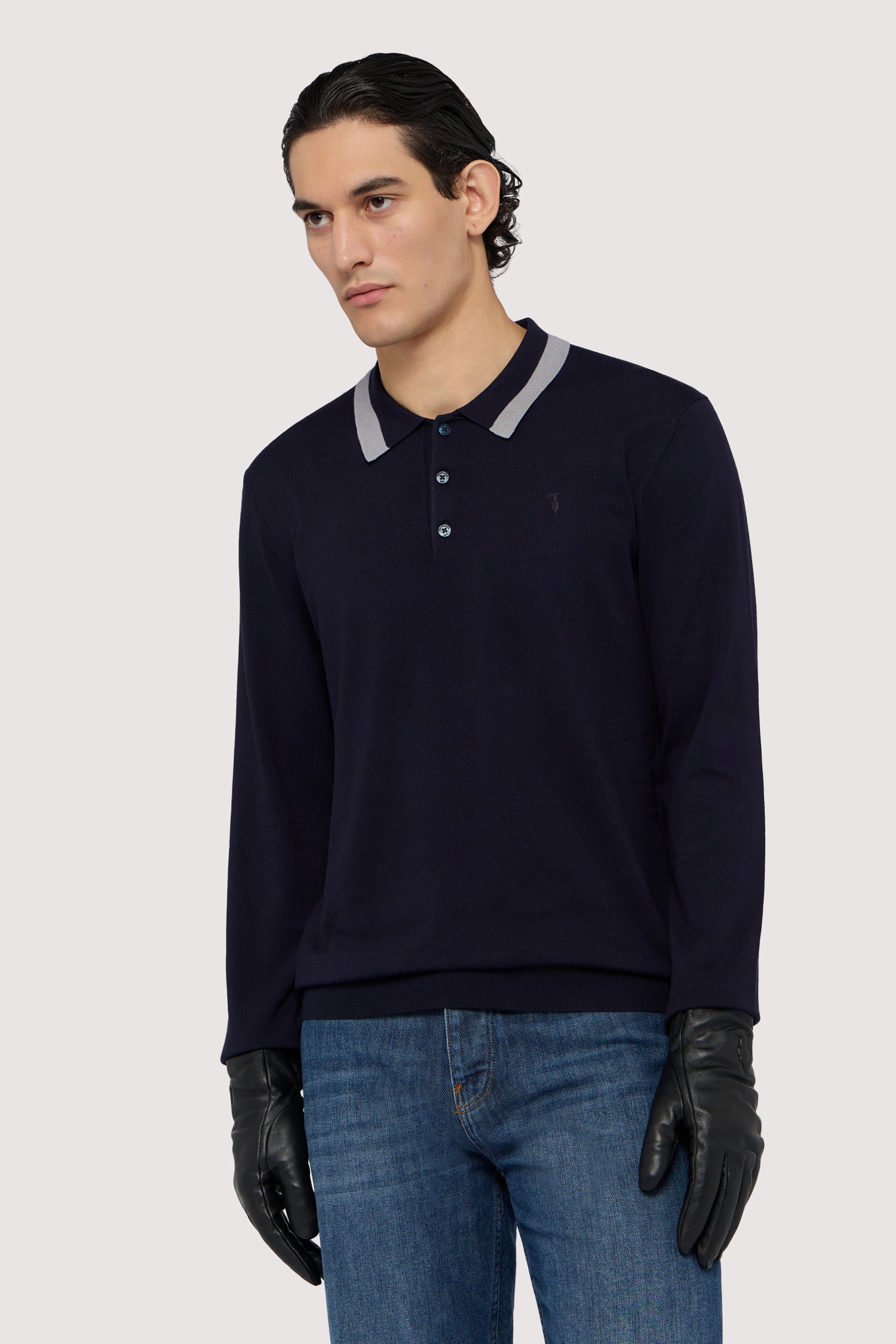 Polo a maniche lunghe in viscosa stretch 1|0a7254c32c37773c4e9369bf3fc9794307795bc9acdced23bb3f28cb69f47df5