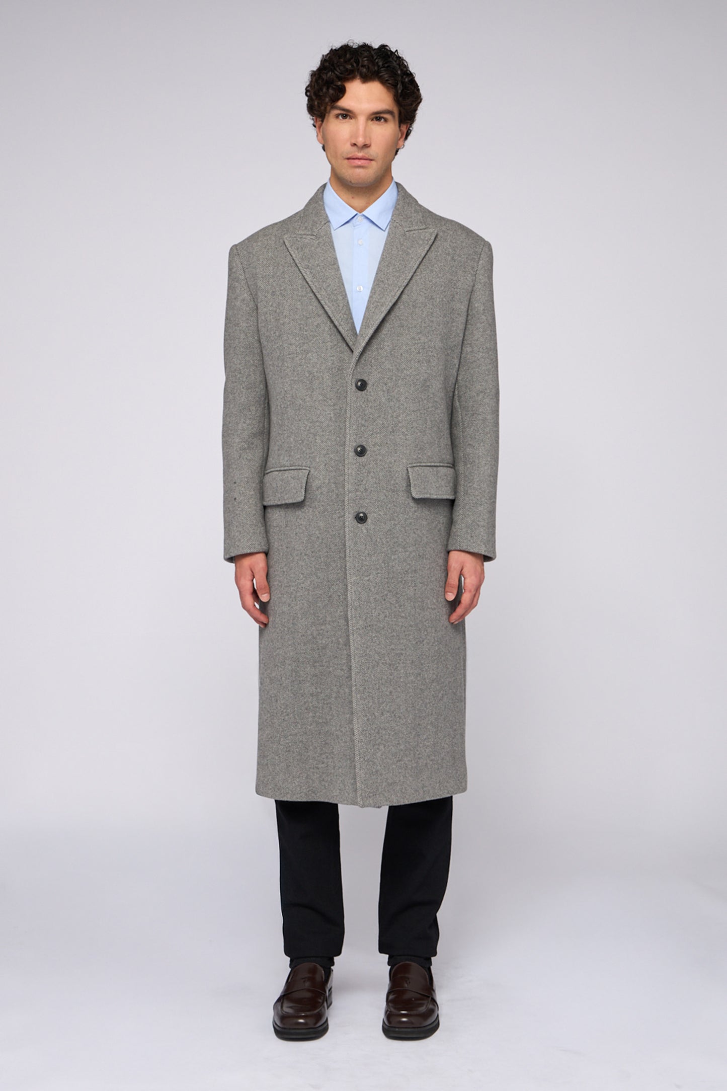 Herringbone wool-blend coat
