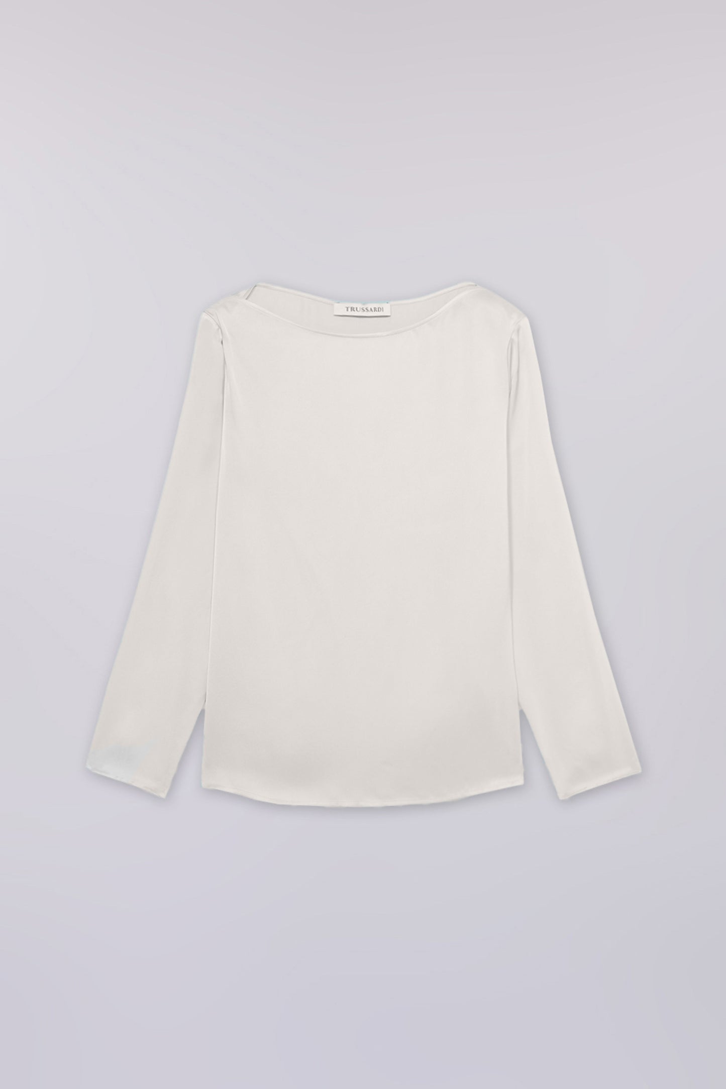Blusa con scollo a barca in raso 1|70a35c4b41f911cce55655e47ddfb87fca029efecaaab5f82b5fa55179864b16