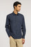 Camisa slim fit de popelina de algodón elástico