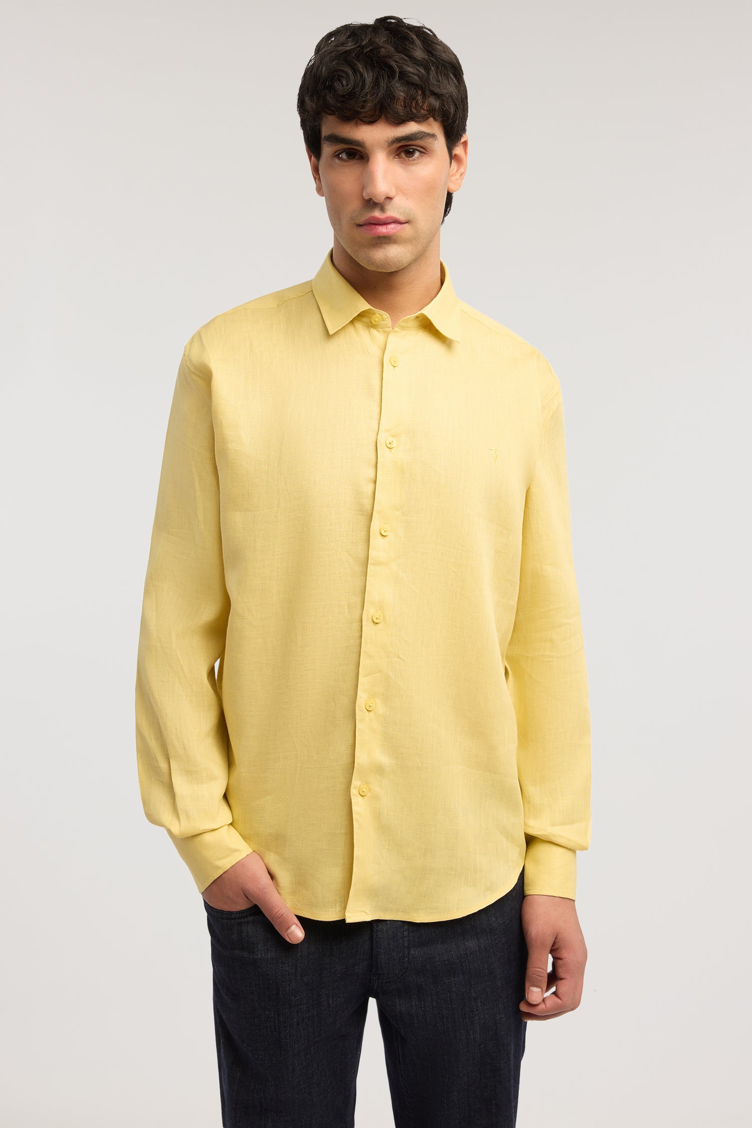 Camicia regular fit in lino 2|d24d6562ac2957ce24b6c12b4d1c229537a476aa32605a6545a4819b0decb074