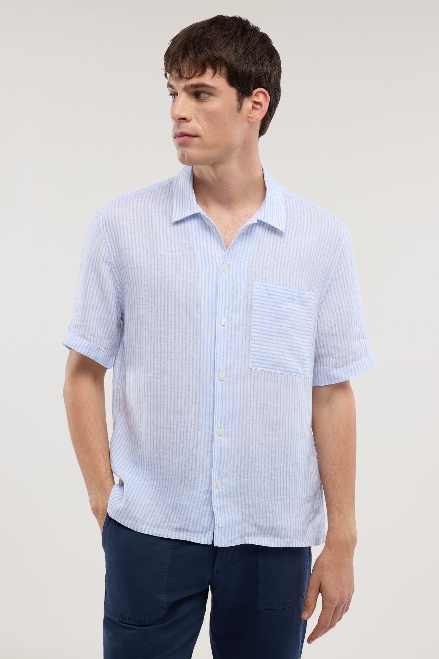 Camicia bowling in lino a righe 2|786cebfdc3f4b61077d2f98d40cee223d4d82b4506301d7f5c0e6eada0f2cfe6