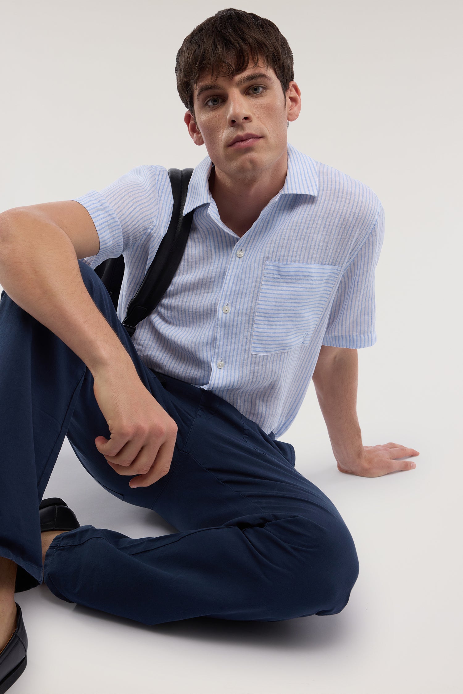 Camicia bowling in lino a righe 1|3fccaf56e0c4dd2f5f0193c66be0a4635b78e5cdbe988bf41877c50bdf6453ae