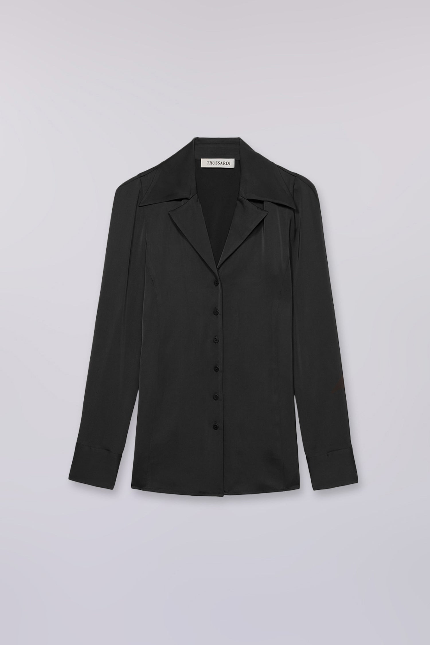 Camicia slim fit in raso con revers 6|76db2dcf746e8447412e8c7d773fed184512a73bb4724ad0693580a7fa4bcce7