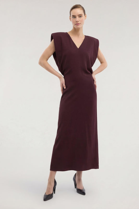 Abito scollo a V in twill di viscosa 1|4f6a34bcfb2b0908be7a9f08c413327efaf73eb42d2148001c44724cf60eb5ed