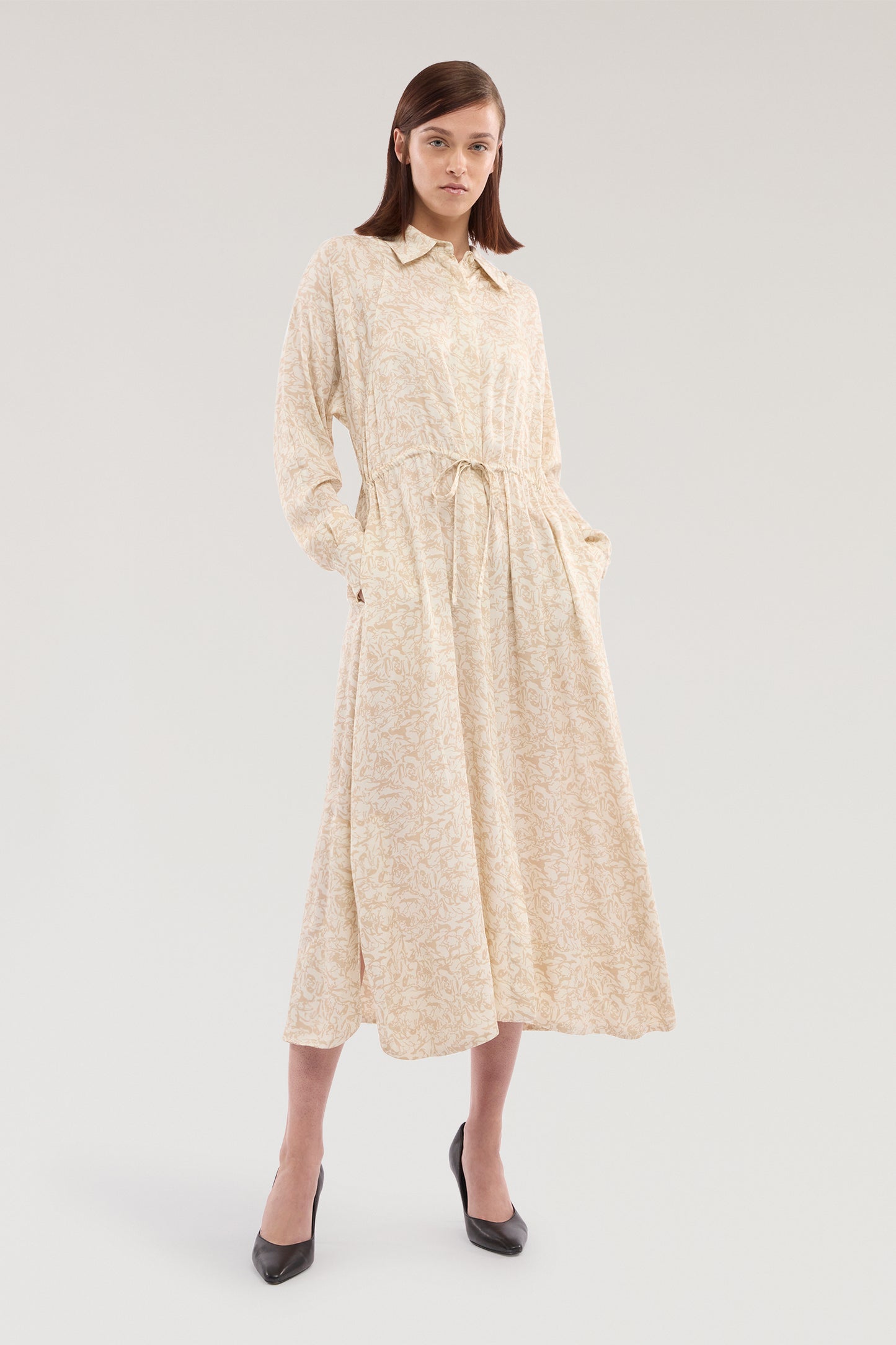 Abito chemisier con stampa in twill di viscosa 1|f9fe5edb35f0ffbfd125fe341366a99a19218598529f3758d9f3664fd06c6934