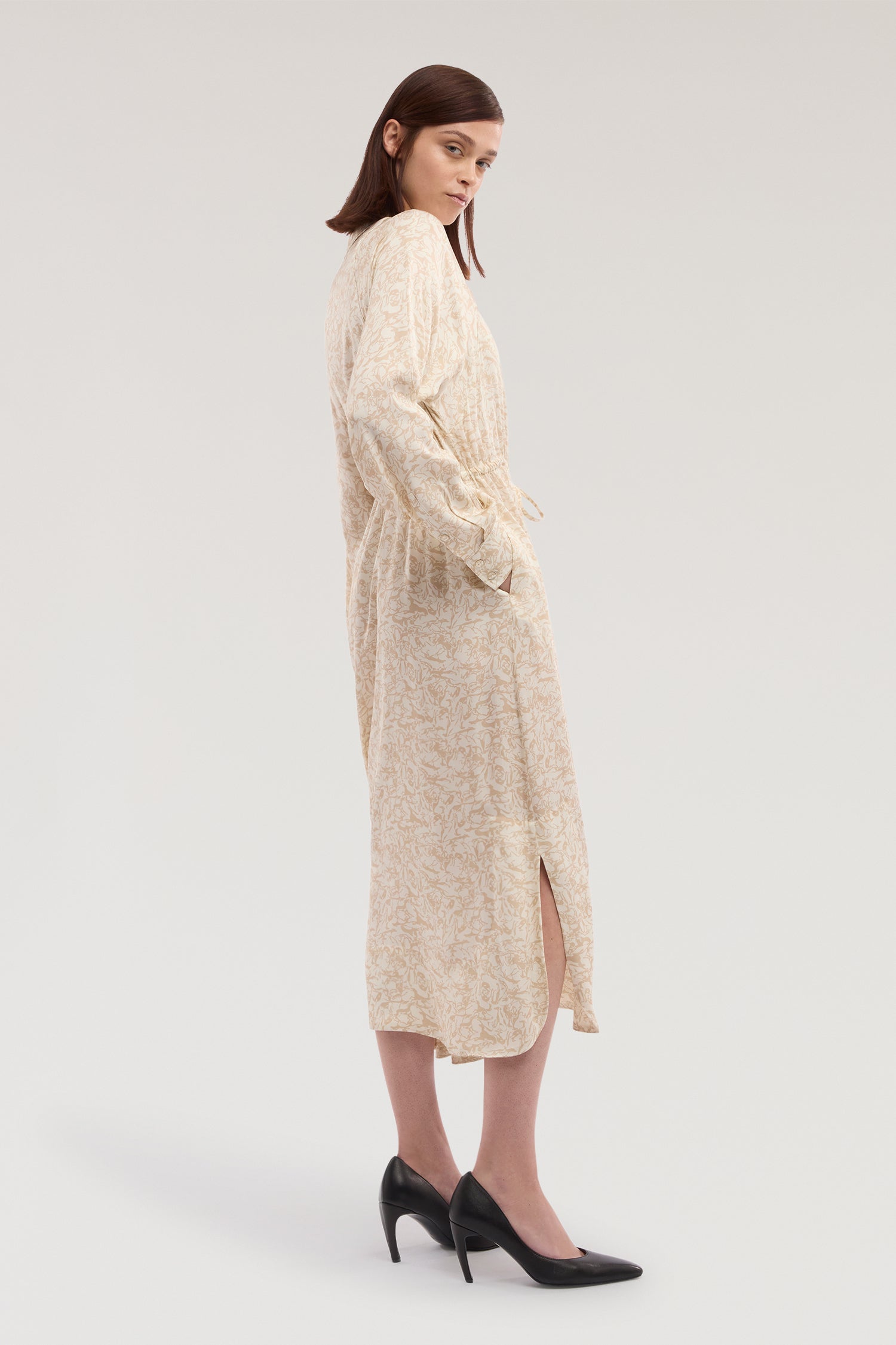 Abito chemisier con stampa in twill di viscosa 2|0431068caf1122f80f162f783e4aeaef7058cf47149ea7b4c8da5da6bc6caf92