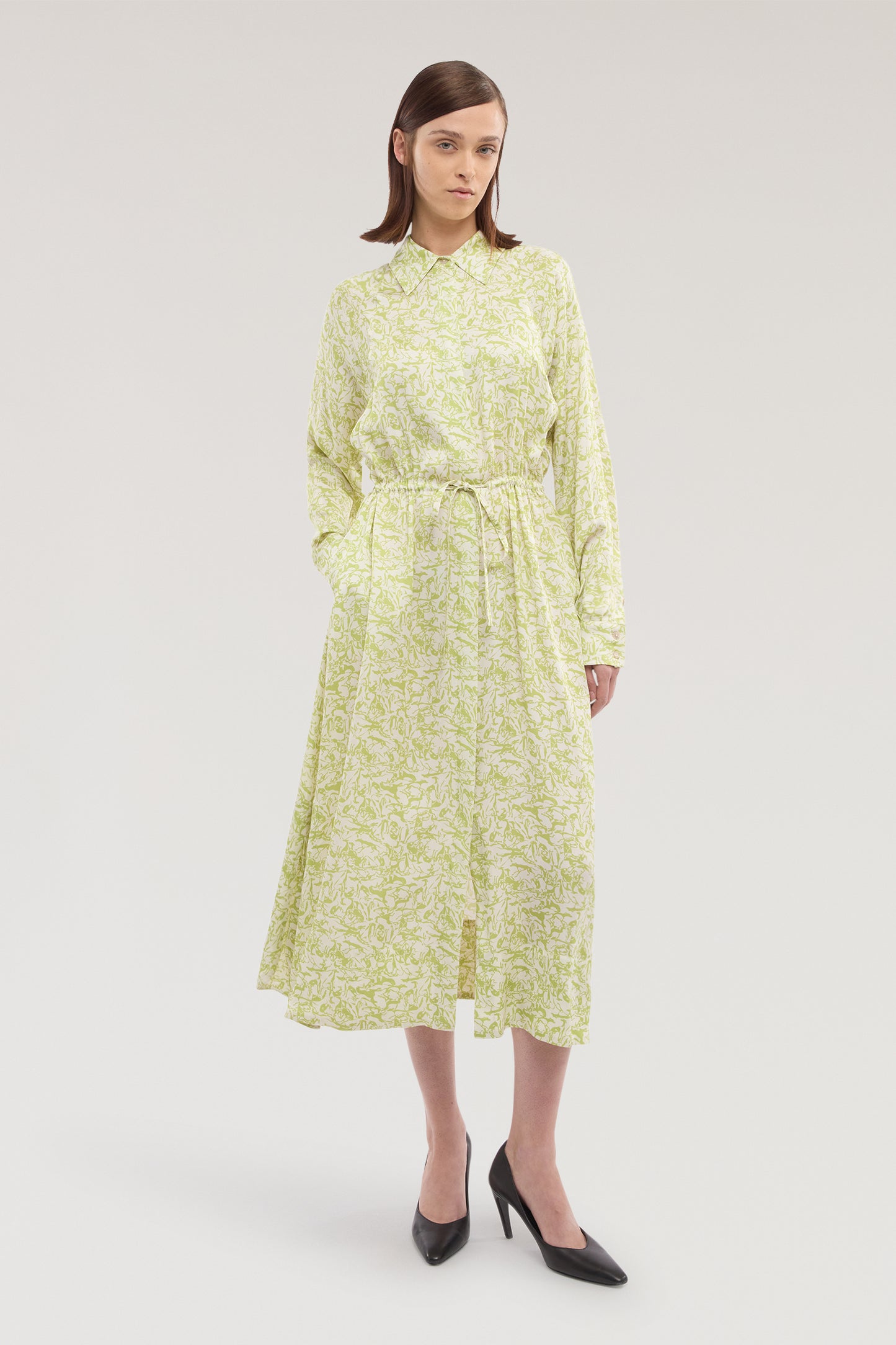 Abito chemisier con stampa in twill di viscosa 2|8af12c394972695b8d1a475bb6b6f4657084b370ff79325cf9c9e485dce54e39