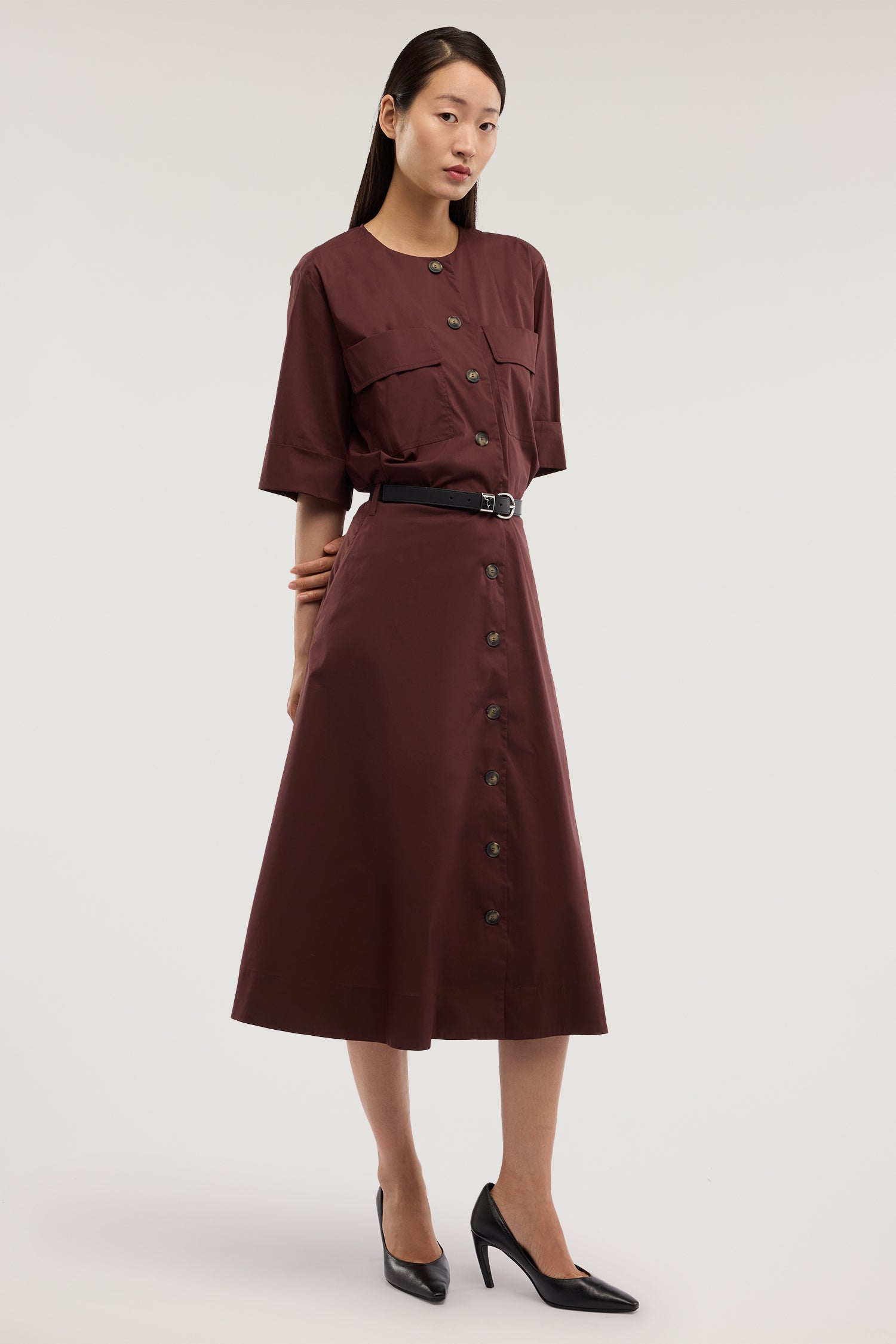 Abito chemisier con tasche in popeline 2|ec963b3163450acdebbee6831f0dd750df017e0a8dc35510f5bb4e8ae8e5fd2a