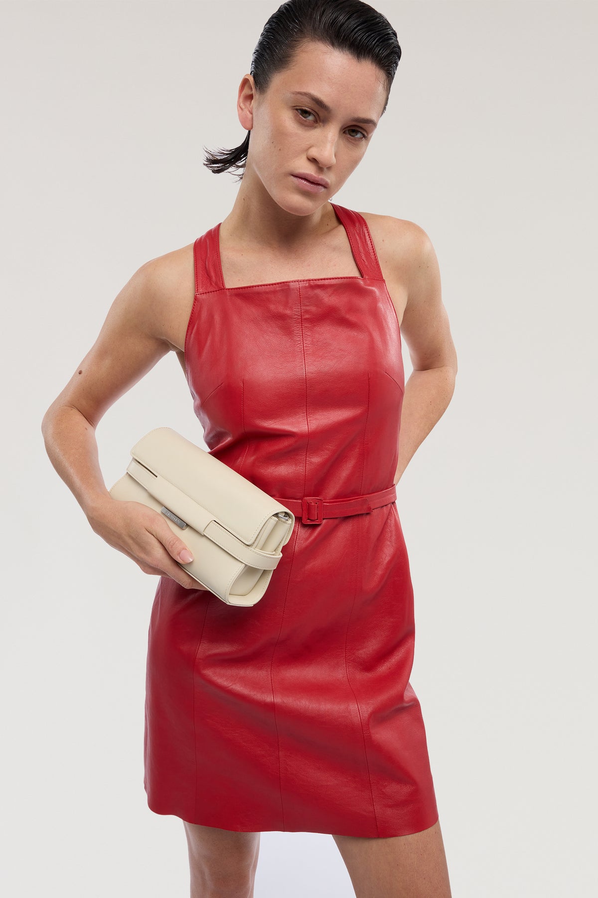 Short Red Leather Dress Leather Mini Dress Trussardi Short Red Leather Dress Leather Mini Dress Trussardi
