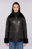Bomber relaxed fit in pelle con inserti in pelliccia 2