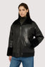 Bomber relaxed fit in pelle con inserti in pelliccia 1