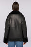 Bomber relaxed fit in pelle con inserti in pelliccia 3