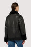 Bomber relaxed fit in pelle con inserti in pelliccia 2