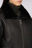 Bomber relaxed fit in pelle con inserti in pelliccia 4