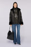 Bomber relaxed fit in pelle con inserti in pelliccia 1