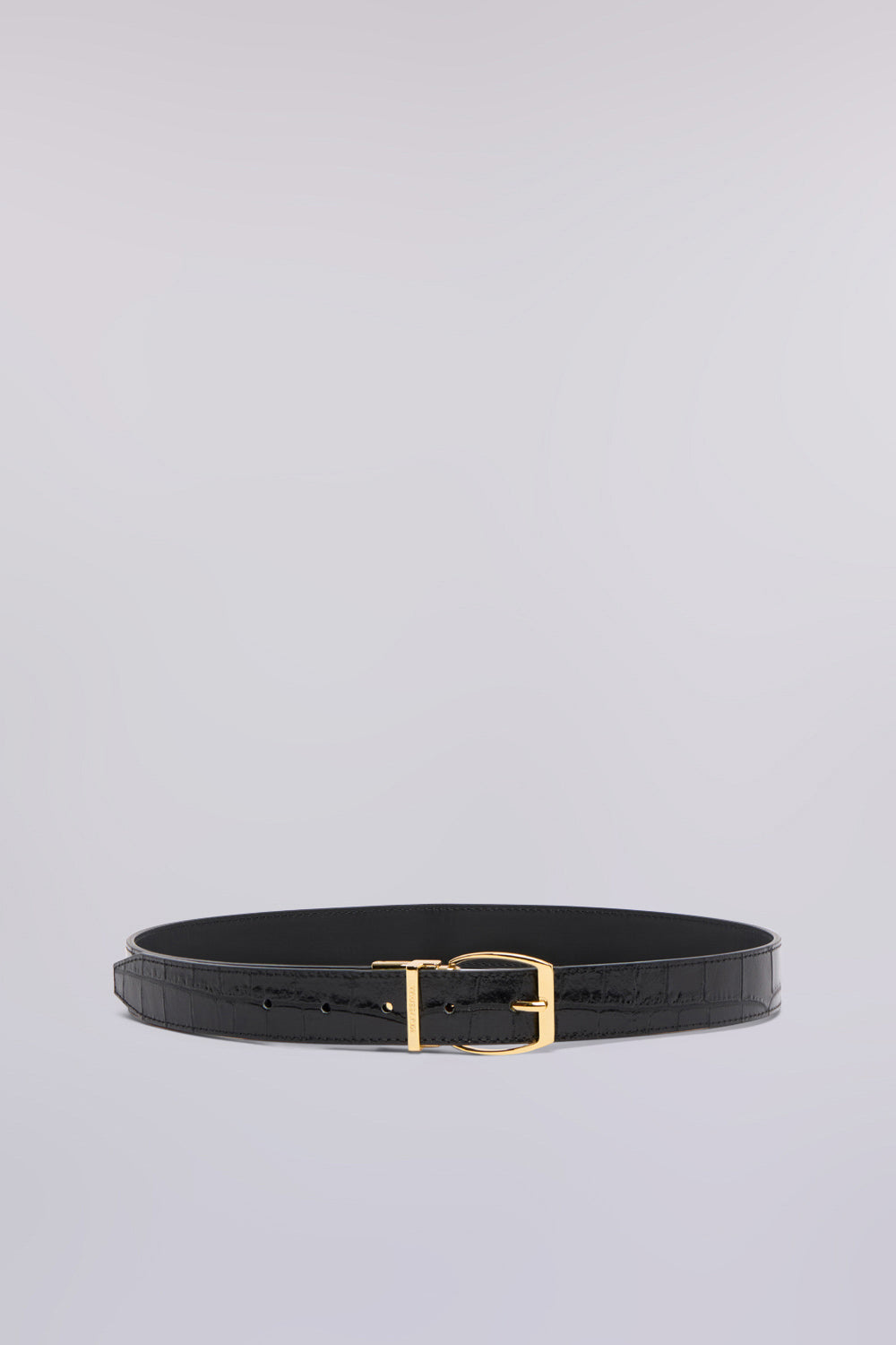 Cintura reversibile in pelle stampa coccodrillo 1|f64960740d1fec1128f4c3ab135753920a01d1ed186e32b2ea252e8e942fd3f4