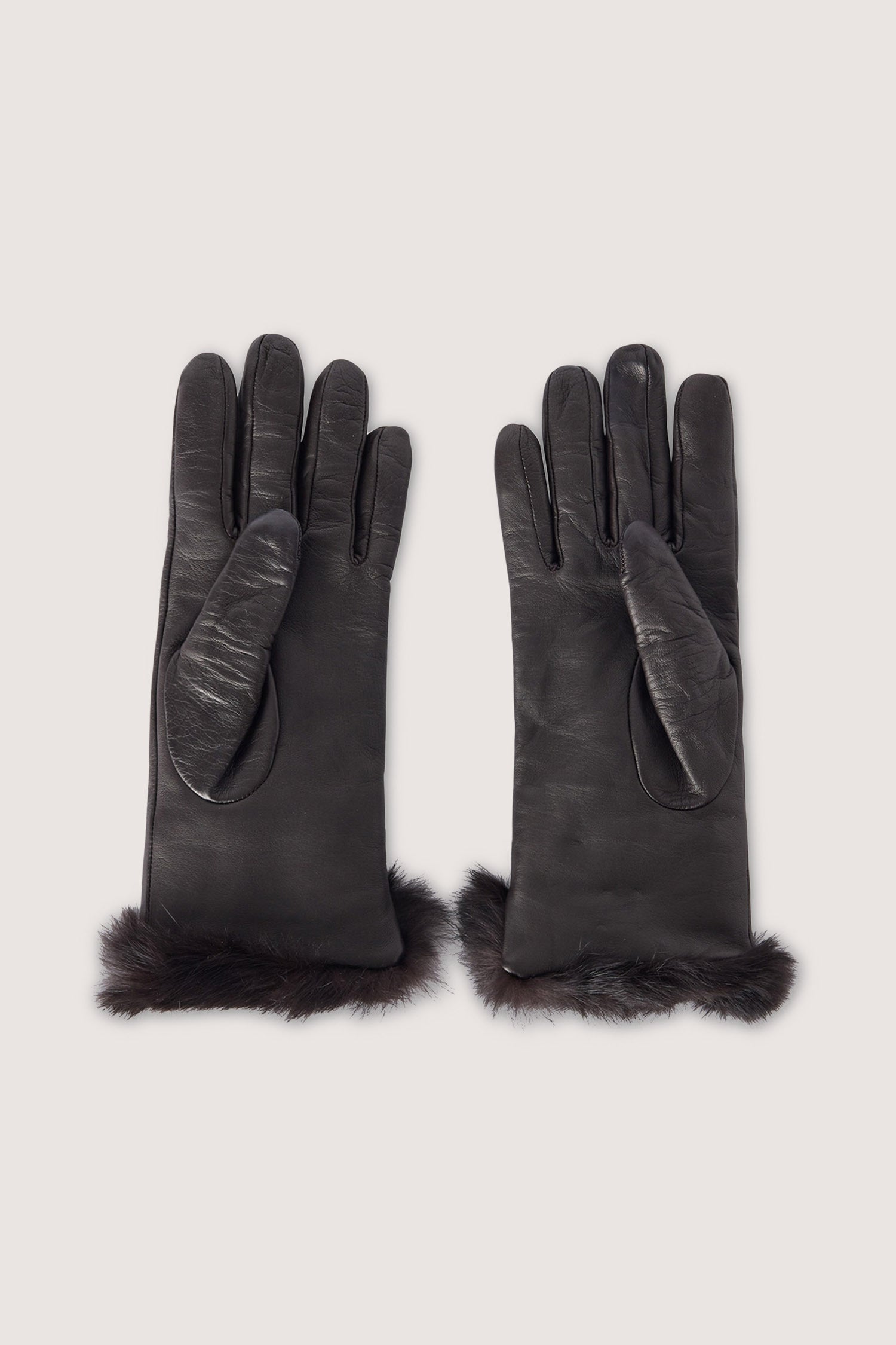 Guanti in nappa con bordo di pelliccia 1|be2d3cb4607b14511815549f43e3620e1d7603b87f56db73737ce1def9b6f5f7