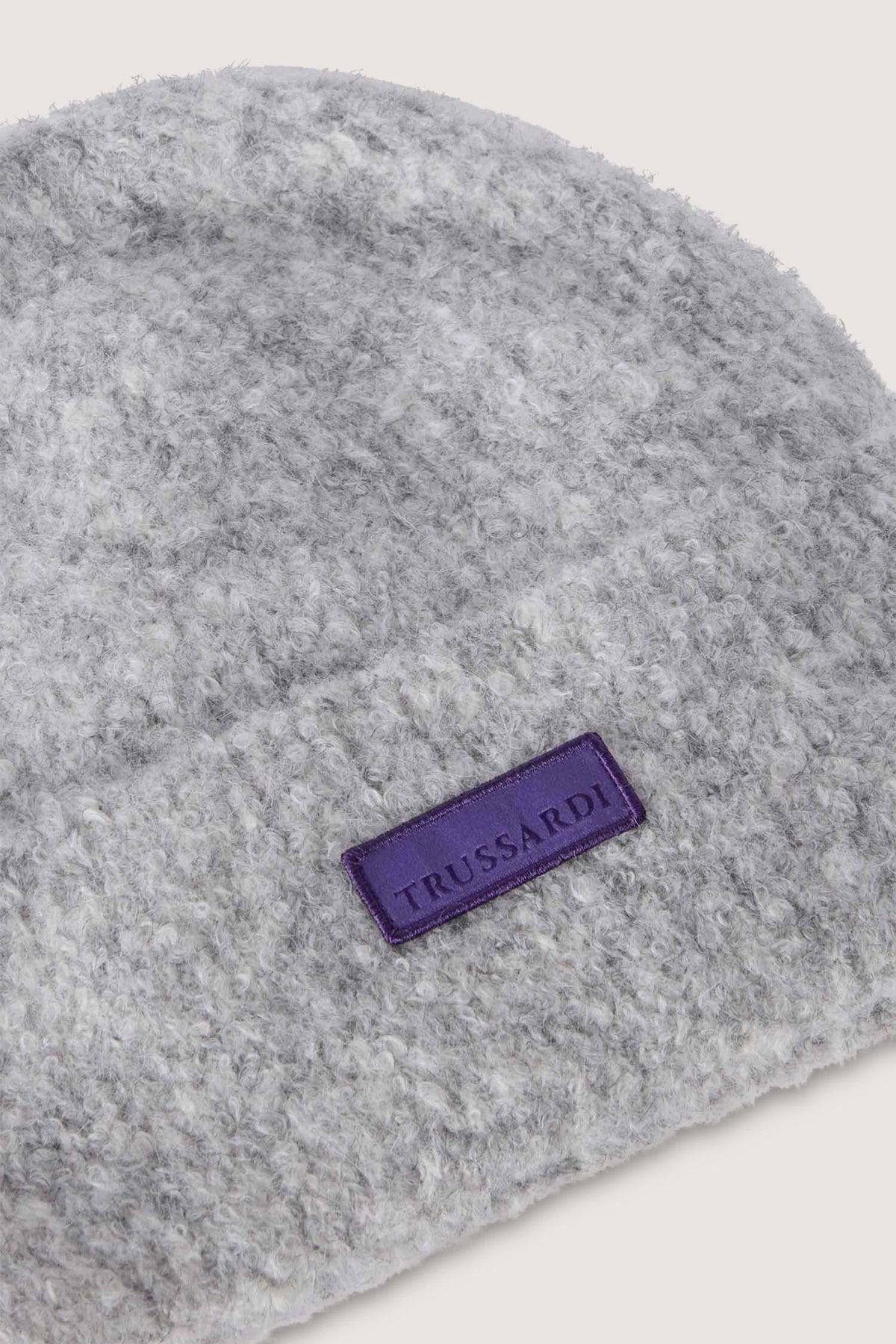 Berretto in maglia bouclé con patch logo 1|cd608d60b69380210c39f93a00517dfa233f175aa16fdd00af711ff64d6aeb67