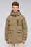 Padded hooded jacket in laminated nylon