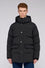 Padded hooded jacket in laminated nylon