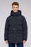 Padded hooded jacket in laminated nylon