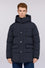 Padded hooded jacket in laminated nylon