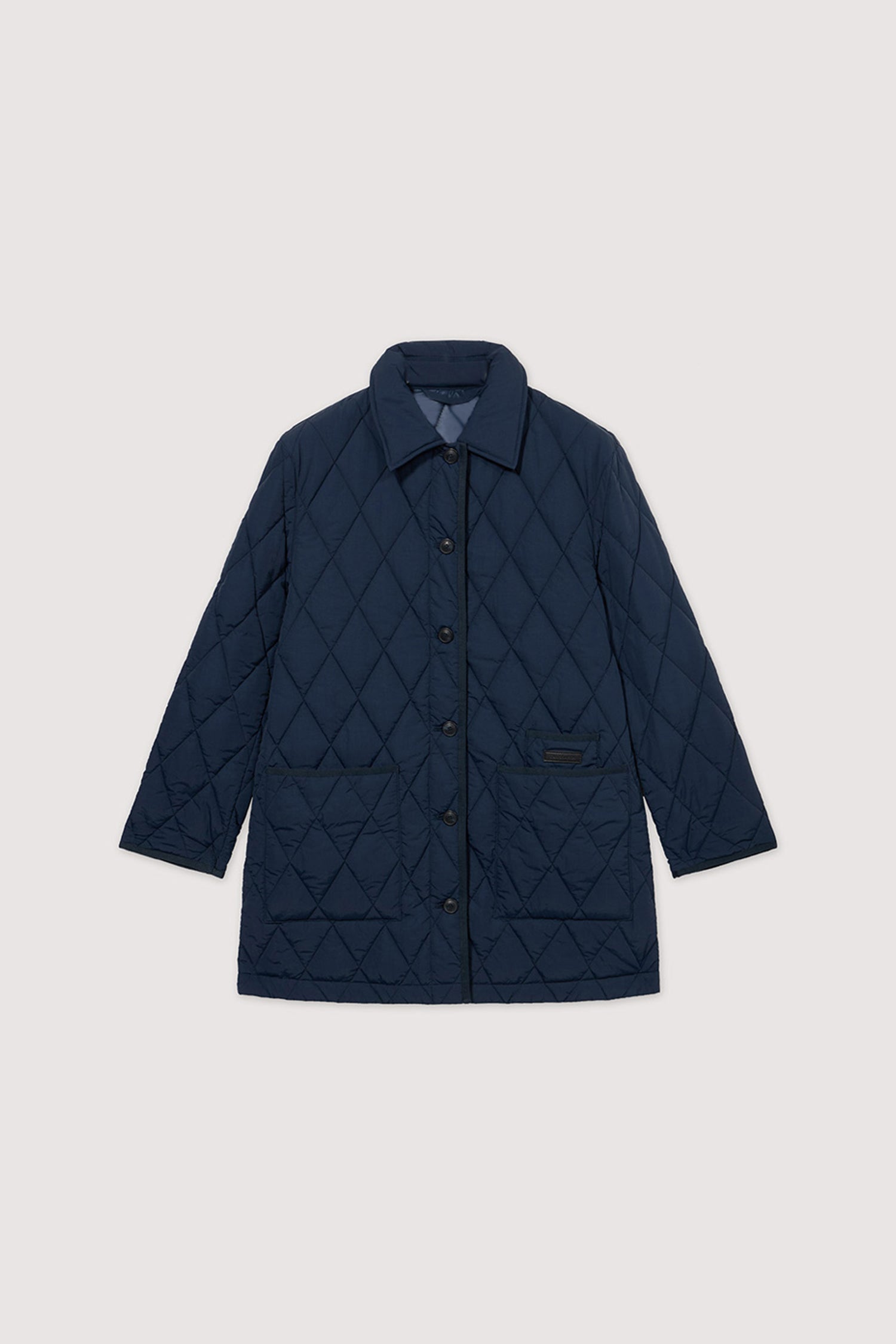 Giacca imbottita lunga in nylon 1|99f2e79a42fd594c97cbc52b1111b47e76c9ab3123b442812c0968cd707fcd1a