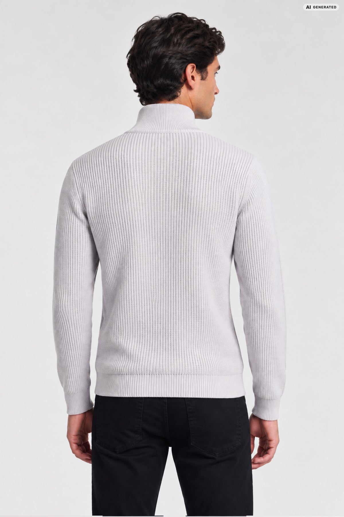 Maglia collo alto abbottonato in misto cashmere