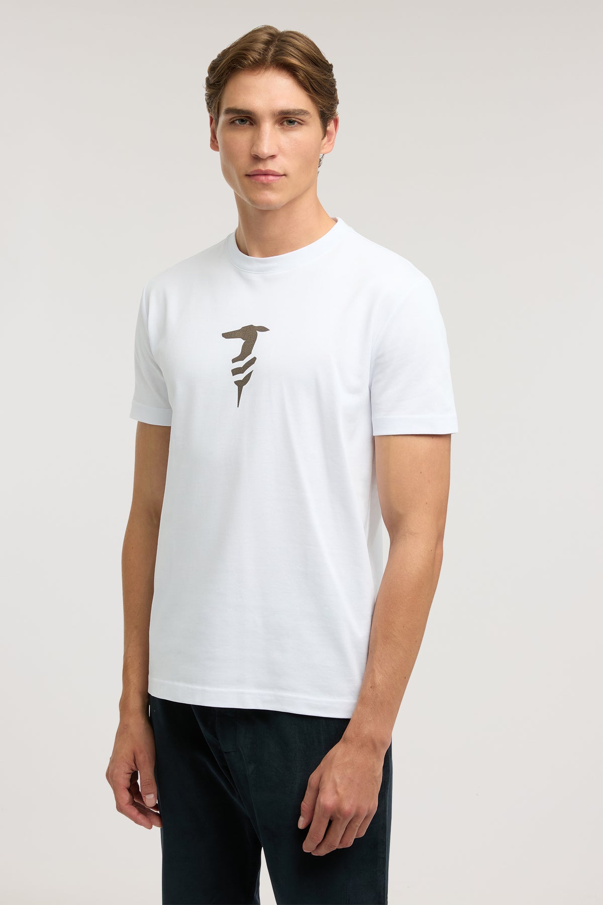 T-shirt regular fit con stampa levriero a rilievo in jersey 1|aa783d703c92ffe13be6d5ee18c867ecd651fb634882278d0f1acb0db430cb75