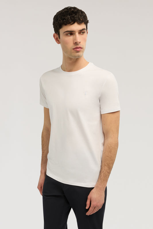 Slim-fit stretch jersey T-shirt with embroidery