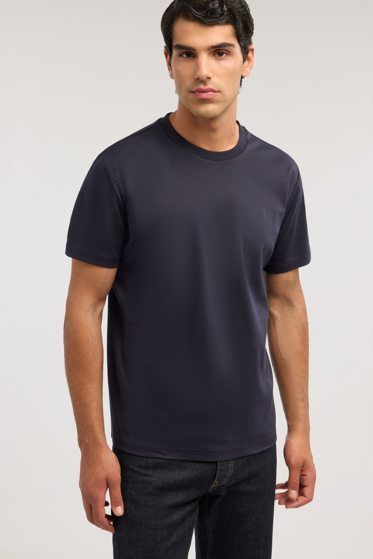 T-shirt regular fit girocollo in jersey mercerizzato con stampa levriero puntocuore 2|0e47989a369924209af0867100d882576592a7c11d1f883ed65587ad30e5a374
