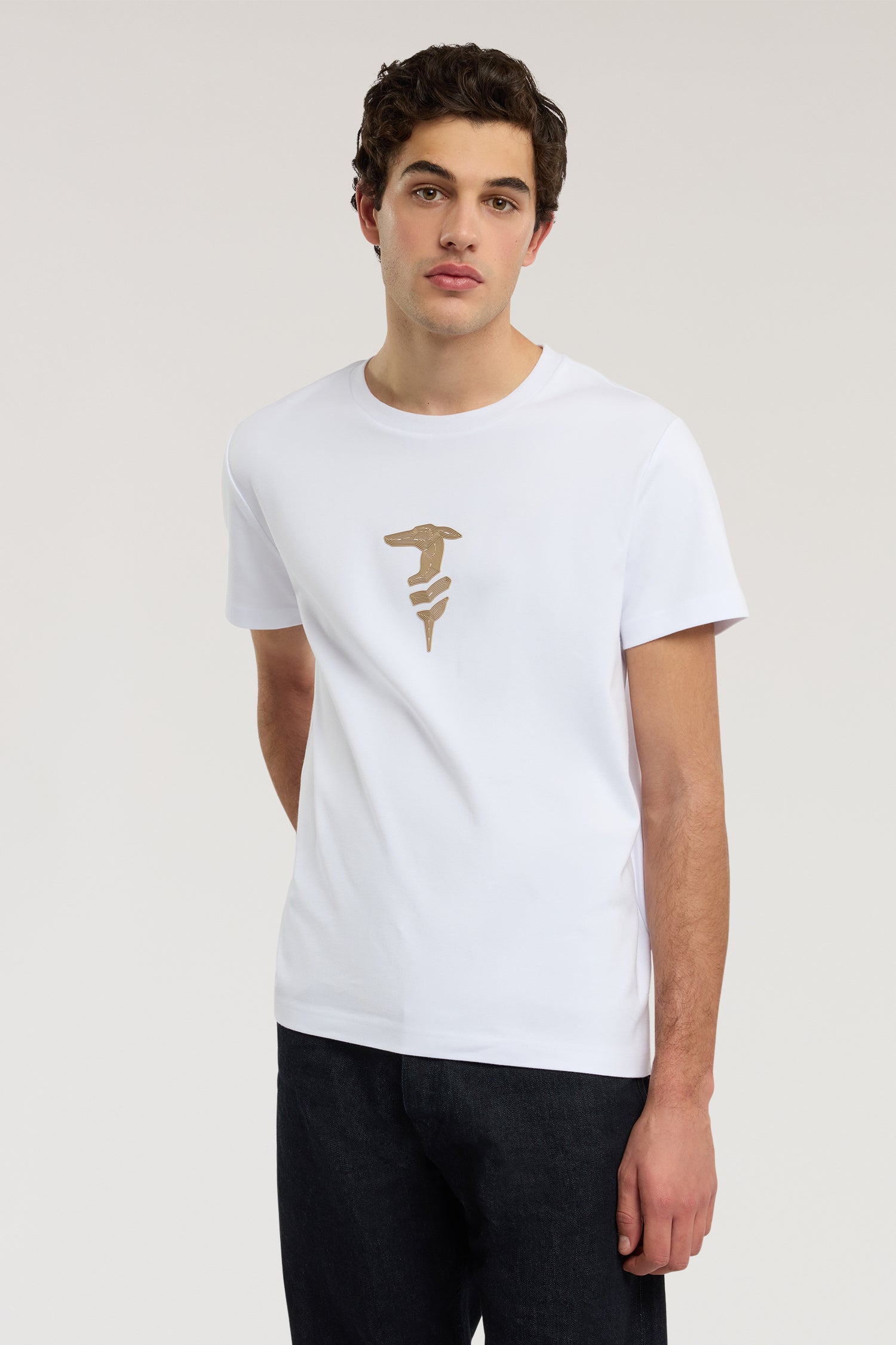 T-shirt regular fit in cotone con stampa 1|a3dc721a40754822464c3fd03ed28895a77303b397ce25743961614f676a3c3e