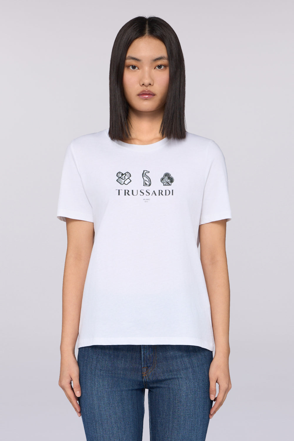 T-shirt regular fit con stampa e ricamo 1|22ea7d42b7f5a861b7573c2da4ddfe14c38c40117fac3f72dc9852c40eb7581d