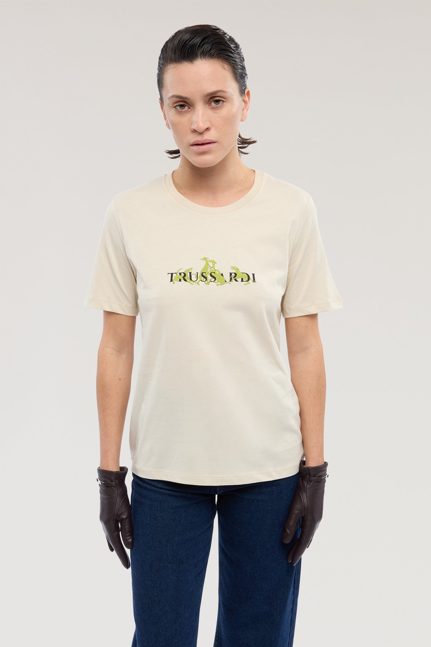 T-shirt regular fit con stampa e ricamo 1|8f0da04458a6dce051c7b18f5a152d1f581b5f016078b6544509469e4015fdd9