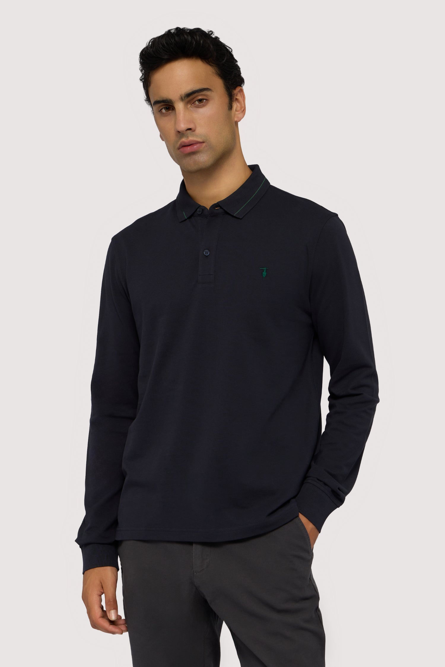 Polo a manica lunga regular fit in piquet 1|b1aabdb37c7c9504b4891bb8bf37e38168a8721e56011dc319a110aa0ff97329