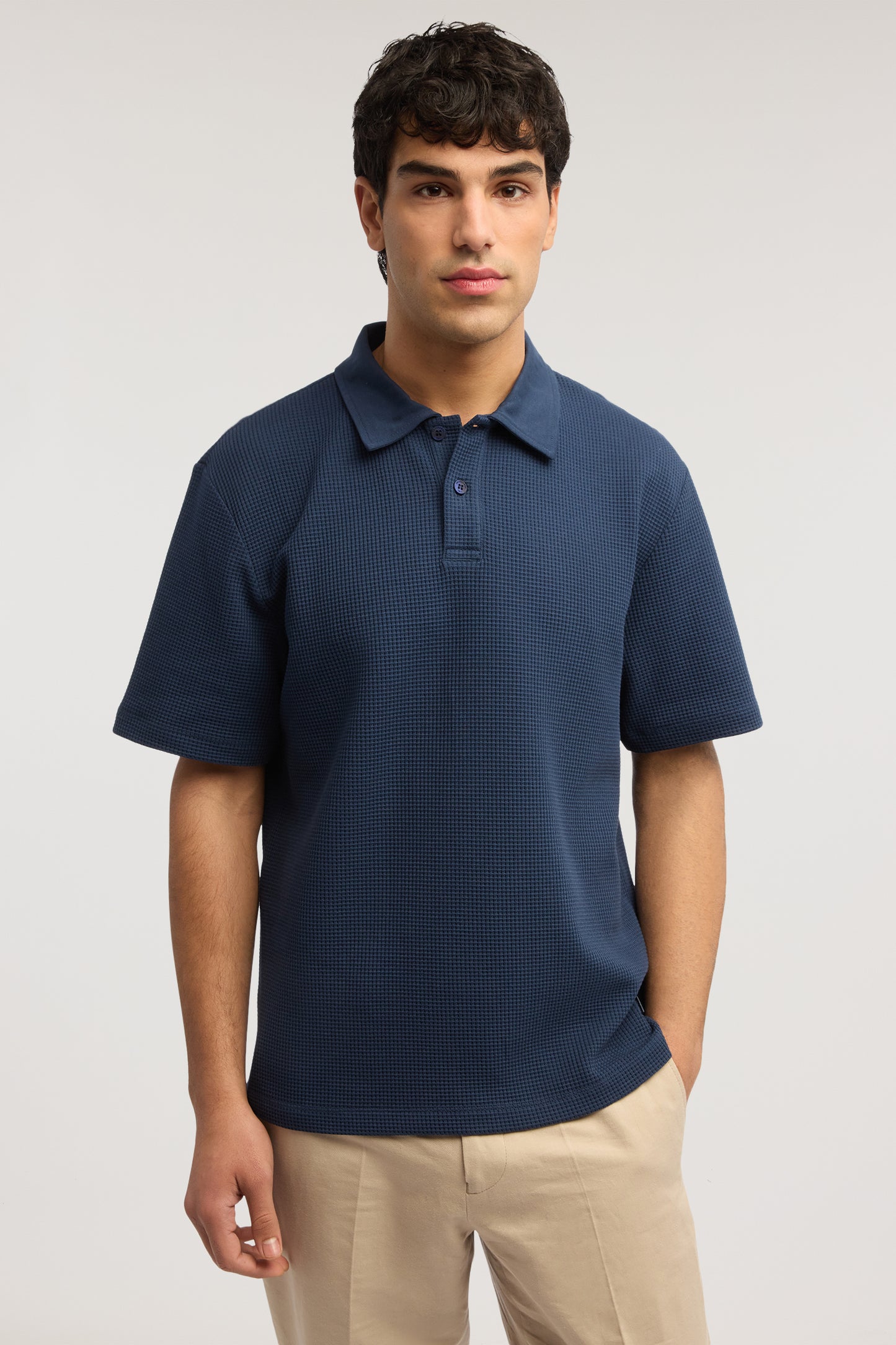 Polo in jersey effetto waffle 1|9b4a7bedf5f2e1992867e168e3236543507bfb1f5d65121cc86dd34bf872bce2